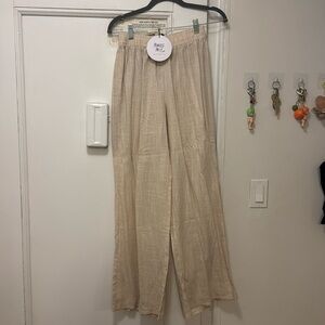 Princess Polly Cream Linen Pants